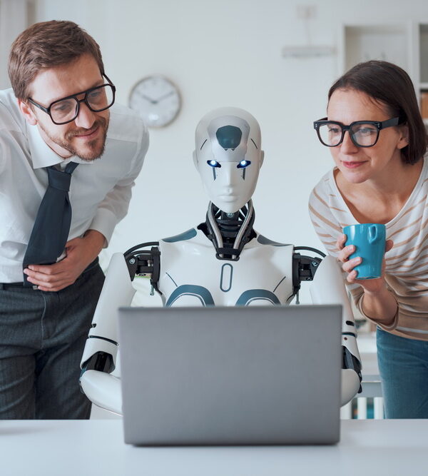 AiGSES- Business people supervising a robot work