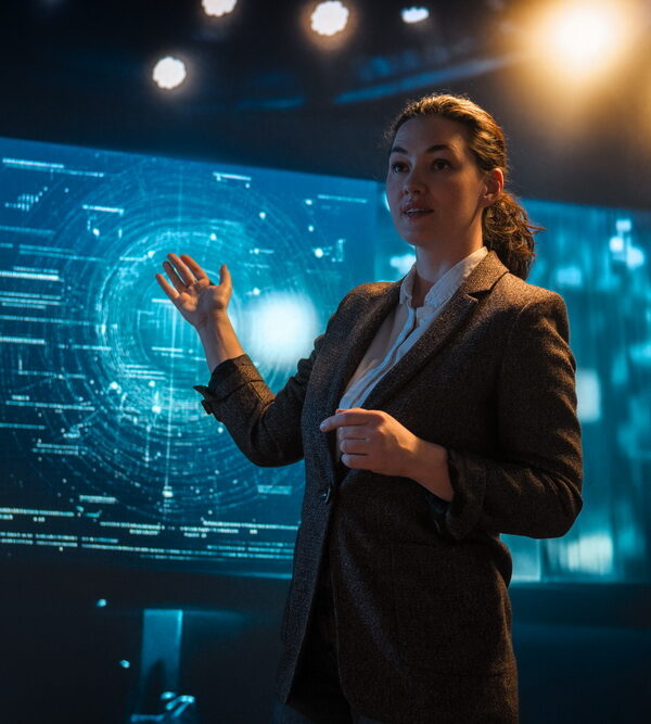 AiGSES-A woman is speaking on stage